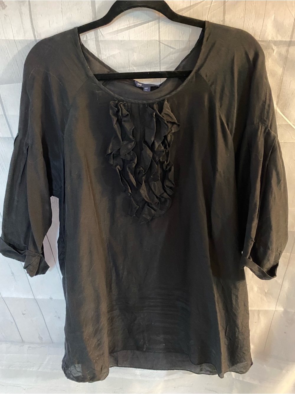 GAP Silk/Cotton Ruffle-Front Tunic